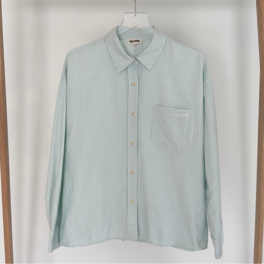 Djerf Avenue Breezy Shirt Green Stripe - XL